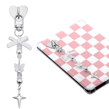 Imagem de sunla Correntes charmosas para Kindle, lindas pulseiras de telefone E-reader acessórios presente para leitores amantes de livros mulheres para Kindle/telefone/câmera/decoração de bolsa - laço branco