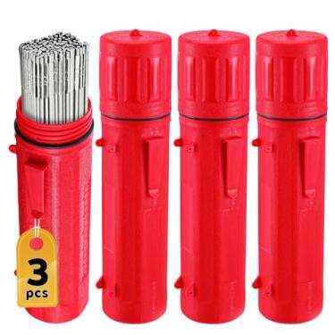 Imagem de Tubo de armazenamento de haste de eletrodo, 3 peças, 35,5 cm, recipiente de haste de soldagem à prova d'água, suporte de haste de soldagem para haste de soldagem