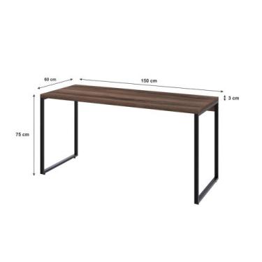 Imagem de Mesa de Escritório Kuadra 150cm - Metalig, Carvalho Dark
