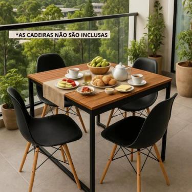 Imagem de Mesa de Jantar 80x80 Estilo Industrial com Tampo de MDF Carvalho - Com