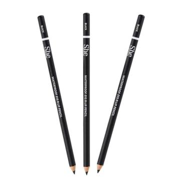 Imagem de Makeup S.he Lápis de madeira impermeável para olhos e lábios com apontador (3 peças)