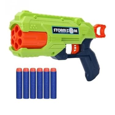 Imagem de Pistola Compativel Nerf Lançadora C/ 6 Dardos Brinquedo (Verde)