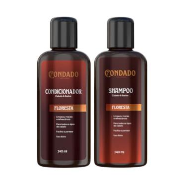 Imagem de Kit Shampoo Condicionador Masculino Refrescante Hidratação Cabelo Barba Nutrição 140 ml Condado (Floresta (Amadeirado))