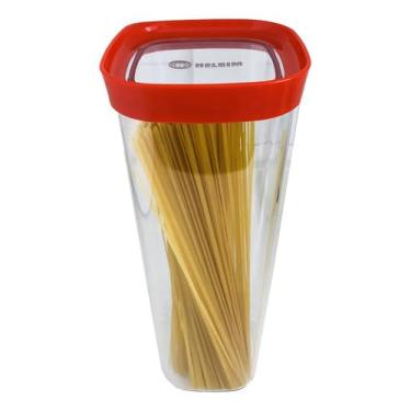 Imagem de Pote Hermético Cozinha para Mantimentos Macarrão Espaguete 2000ml (Vermelho)