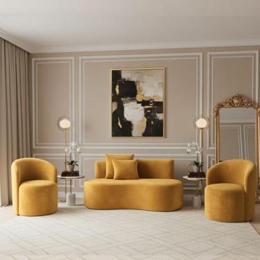 Imagem de Conjunto Decorativo 02 Poltronas + Sofá Curvo Orgânico Nature Gaia Vel