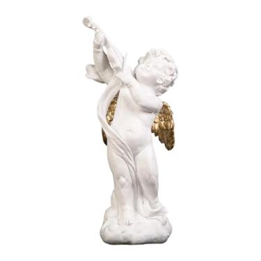 Imagem de Generic Estátua de querubim, anjinho, estatueta de mesa, estante de livros, asa, escultura musical decorativa de resina para presente, festa na fazenda, Ouro Branco