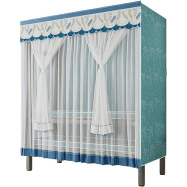 Imagem de YPDJVLTI Armário portátil pequeno armário moldura de aço guarda-roupa armário dobrável guarda-roupa roupas armário economiza espaço para pendurar guarda-roupa armário de armazenamento espaçoso