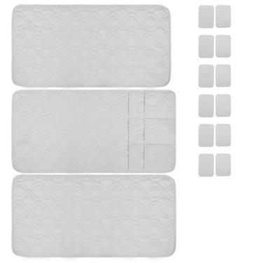 Imagem de Conjunto de 3 capas de cadeira de apoio de braço com bolso lateral antiderrapante capa de encosto de cabeça para poltrona reclinável, impermeável, protetor de braço para sala de estar (cinza claro)