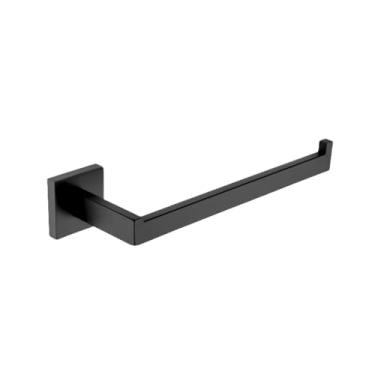 Imagem de Acessórios de banheiro preto fosco toalheiro suporte de papel suporte de escova de vaso sanitário prateleira de parede de vidro suporte de escova de dentes, suporte de papel (anel de cavilha)