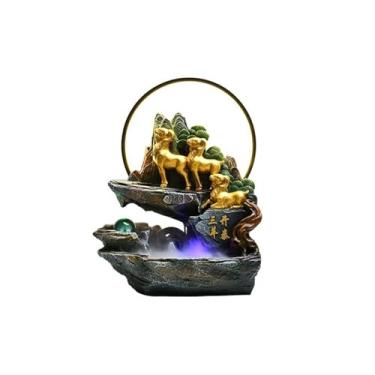 Imagem de hezhuhe2258 Decorações de mesa fonte de mesa fonte de jardim ornamental Feng Shui meditação relaxamento desktop (grande)