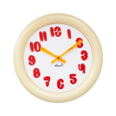 Imagem de Kuntesetty Relógio de parede nórdico, ornamento, relógio de pendurar, para sala de estar, quarto, cozinha, Número Amarelo Vermelho