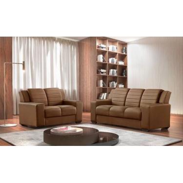 Imagem de Sofá 2x3 Lugares Veludo Gramado Marrom - Rondomóveis