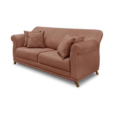 Imagem de Sofá 2 Lugares Pé de Madeira Julieta 160 cm Veludo Cobre S04 - D'Rossi