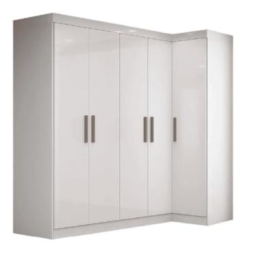 Imagem de Guarda Roupas Modulado de Canto Madrid com 5 Portas e 2 Gavetas Branco