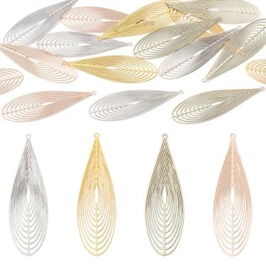 Imagem de Spritewelry Pingentes de filigrana de aço inoxidável, 16 peças, pingentes de filigrana de latão, gravados em lágrima, pingentes de metal gravados em lágrima, para fazer joias, brincos, decoração faça