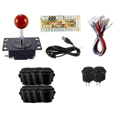 Imagem de TTETTZ Kit de Peças para Jogos de Arcade 1 Jogador, Joystick Profissional de Alto Desempenho com Botões de Encaixe de 24# E 30#, Preto