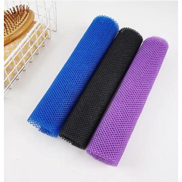 Imagem de Obtenha uma pele sedosa e suave com nossa rede esfoliante africana, rede de esponja de banho de nylon multiuso para uma esfoliação refrescante nas costas e massagem de spa, 2 peças azul escuro, preto