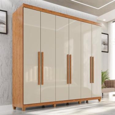 Imagem de Guarda-roupa Casal 6 Portas 2 Gavetas com Pés 100% Mdf Nápoles Yescasa