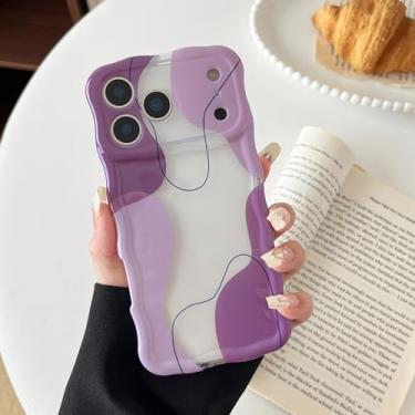 Imagem de DEFBSC Capa para iPhone 17 Pro Max, linda capa de telefone com estampa de arte ondulada transparente para mulheres e meninas, moldura ondulada, durável, proteção total para câmera para iPhone 17 Pro