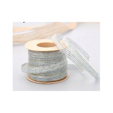 Imagem de Fita Hessiana de juta vintage de 10 m/rolo com renda rústica decoração de festa de casamento Natal faça você mesmo artesanato embalagem de presente (azul celeste)