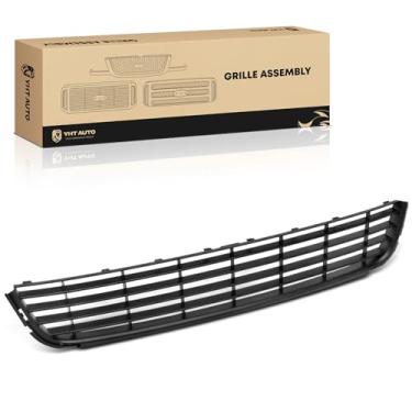 Imagem de YHTAUTO Conjunto de grade frontal compatível com Volkswagen Golf 2010-2014, grade de para-choque com ranhura para crachá preto resistente ao calor e impacto de corrosão