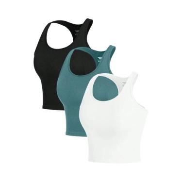 Imagem de Top De Yoga Sem Costura Para Mulheres Em 3 Peças, Camiseta De Treino R