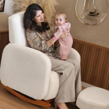 Imagem de Poltrona Amamentação Organica - Organite Com Puff Canoa Boucle Bege- L