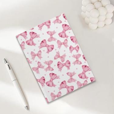 Imagem de Caderno com laço rosa, caderno A5 para anotações de escritório, agenda de 21 x 14,7 cm, agenda de viagem, 10