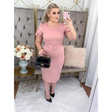 Imagem de Vestido Midi Social com Cinto Evangélico Manga Curta Bufante - Fashion