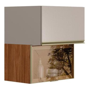 Imagem de Armario Aereo Basculante Vidro 2p 60 Cm Mdf Proenca Nogueira Nude Dema