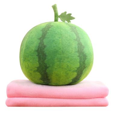 Imagem de Boneca de melancia de desenho animado de pelúcia macia de 25 cm com cobertor