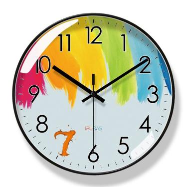 Imagem de Relógio de parede moderno colorido de 30 cm de plástico de quartzo silencioso