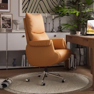 Imagem de Cadeira Executiva para Escritório com Apoio para os Pés, Cadeiras Executivas Grandes e Altas com Assento Largo, Cadeira Ergonômica para Escritório em Couro, para Casa,Orange