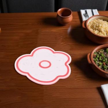 Imagem de Generic 1 peça de porta-copos floral Trivet vermelho acrílico 13,5 x 11,5 x 0,3 cm