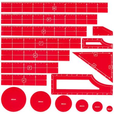 Imagem de BENECREAT 17PCS Objective Point Markers, Acrylic Ruler Objective Makers Set, Round Objective Marker Gaming Accessory, War Games Measuring Ruler for Tabletop Wargames Templates Set (Red)