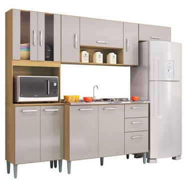 Imagem de Cozinha Com Balcão De Pia Lavínia Damasco Off White - Poquema