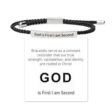Imagem de 72ore God Is First I Am Second Pulseira Inspiradora de Deus Joias Presentes para Mulheres, Large, Sem Pedra Preciosa