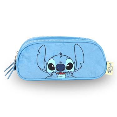 Imagem de Estojo Triplo Escolar Stitch Disney Meninas Pelúcia