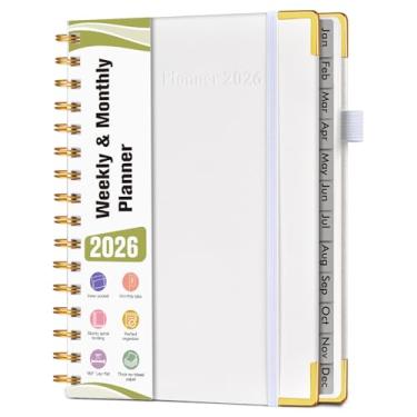 Imagem de Agenda A5 espiral 2026, janeiro de 2026 a dezembro de 2026, agenda diária de 12 meses, 14,6 cm x 21,3 cm, agenda semanal e mensal, livro de calendário de capa dura, material escolar para trabalho