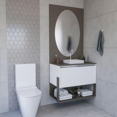 Imagem de Conjunto Gabinete E Espelheira Plena Superior 100cm Bronze Branco