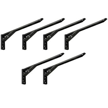 Imagem de Kit 03 Pares Suporte Para Mesa Dobrável Retrátil 30cm H02 Mão Francesa Preto