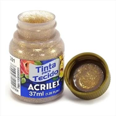 Imagem de Tinta de tecido Acrilex ouro glitter 201 37ml
