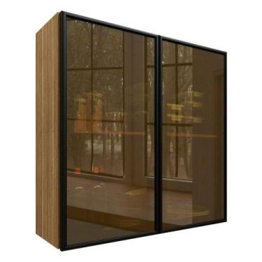 Imagem de Armário Aéreo Art 6001 2 Portas De Vidro 80 Cm Freijó Abs Preto - Kits