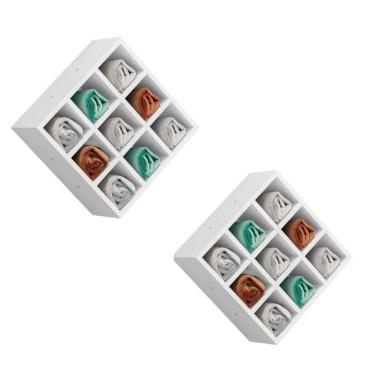 Imagem de Kit 2 Suporte Porta Toalha Luiza 9 Nichos Toalheiro Multiuso branco