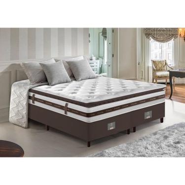 Imagem de Cama Box King Colchão + Box 193x203 Molas Ensacadas Cama Inbox Relax Pillow Café