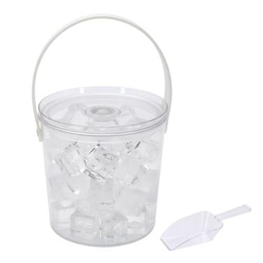 Imagem de Mowhut Balde de gelo com tampa hermética, balde de champanhe com alça, banheira de bebidas de plástico para festas, acessórios de carrinho de bar para vinho, bebida, garrafas de cerveja, transparente