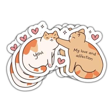 Imagem de Adesivo com 3 peças My Love and Affection Cute Cats Funny Cute Couple Cat Lover Gift My Love and Affection Stickers Cats Cozy Cat Couple Purrfect Decal for Laptop Water Bottle Toolbox Phone Car 7.6 cm