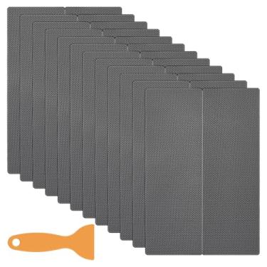 Imagem de BENECREAT 24 adesivos antiderrapantes para chuveiro, adesivos de segurança de banheiro de PVC com raspador, tiras adesivas antiderrapantes de 20 x 12 x 0,1 cm para piso de banheiro, piscina e escadas