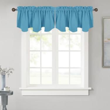 Imagem de Cortina de sala de estar – Blackout Ascot Rod Pocket Valance Cortina de janela Painel de tratamento superior para berçário/sala de estar/cozinha/quarto, 132 cm x 45,7 cm, azul-petróleo, 1 painel