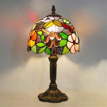 Imagem de Luminária de mesa vintage americana com LED, personalizada e criativa, para sala de estar, escritório, quarto infantil, casa de campo ou hotel, com vidro colorido (Estilo 35)